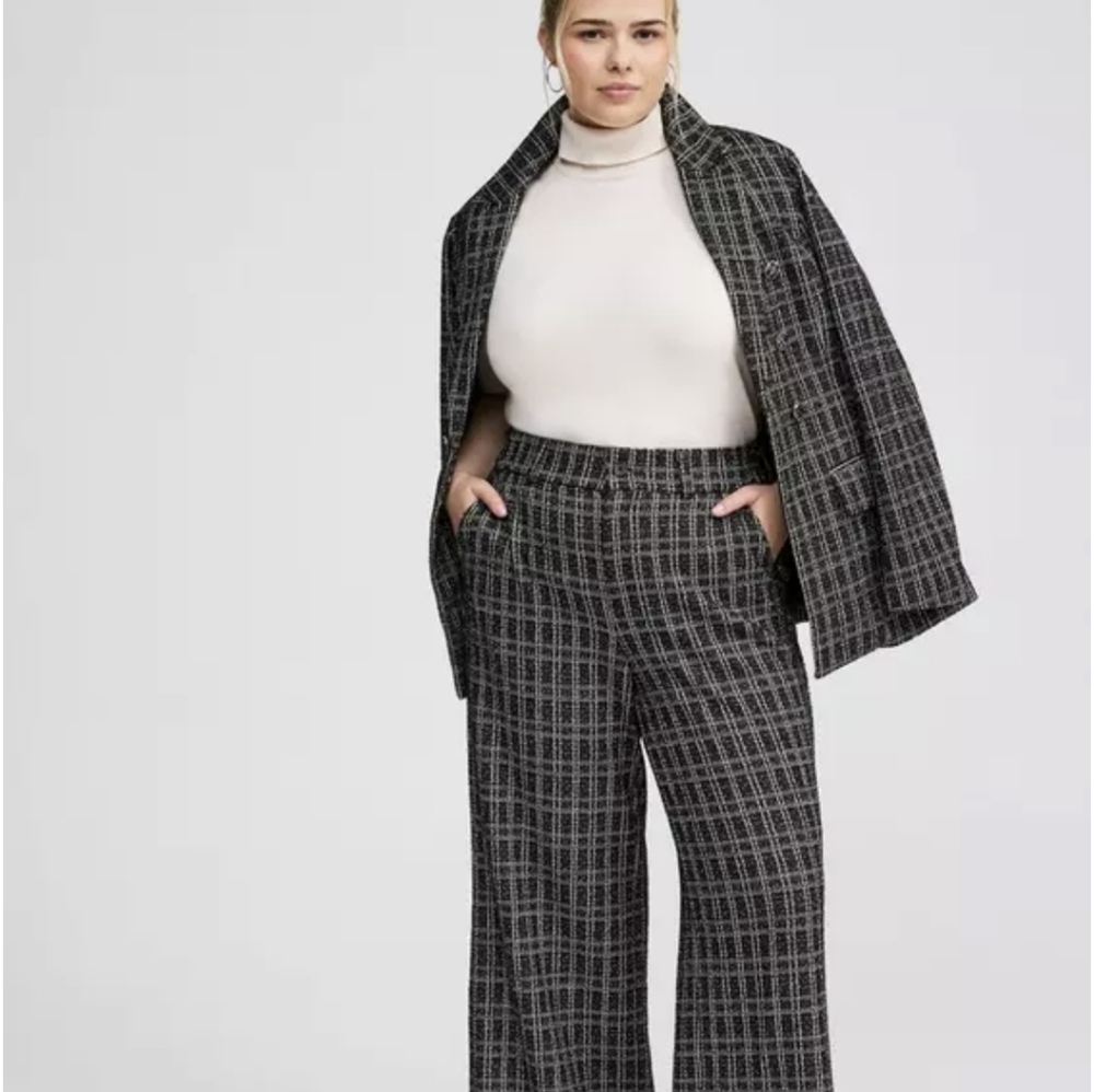 Torrid Black/Gray Pull-On Wide Leg Boucle High Rise Pants Only/Size: 12R /32×40